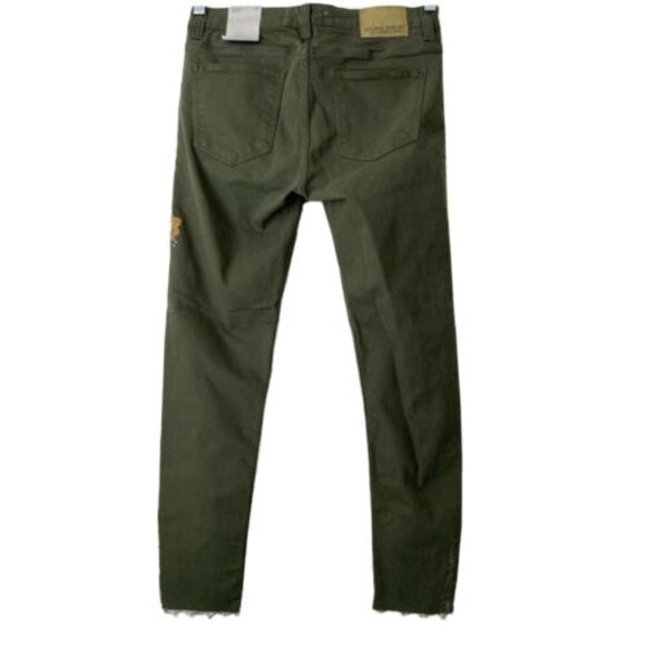 Zara Basic Green Embroidered Mid-Rise Skinny Boho Jeans 4 - Picture 2 of 8